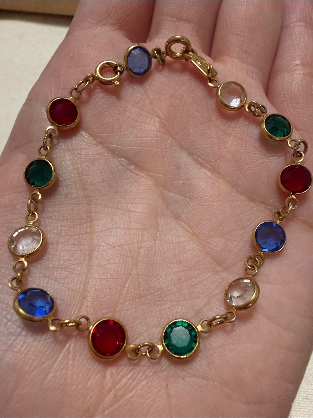 Swarovski Multicolor crystal Gemstone Link Bracelet adjustable had two clamps